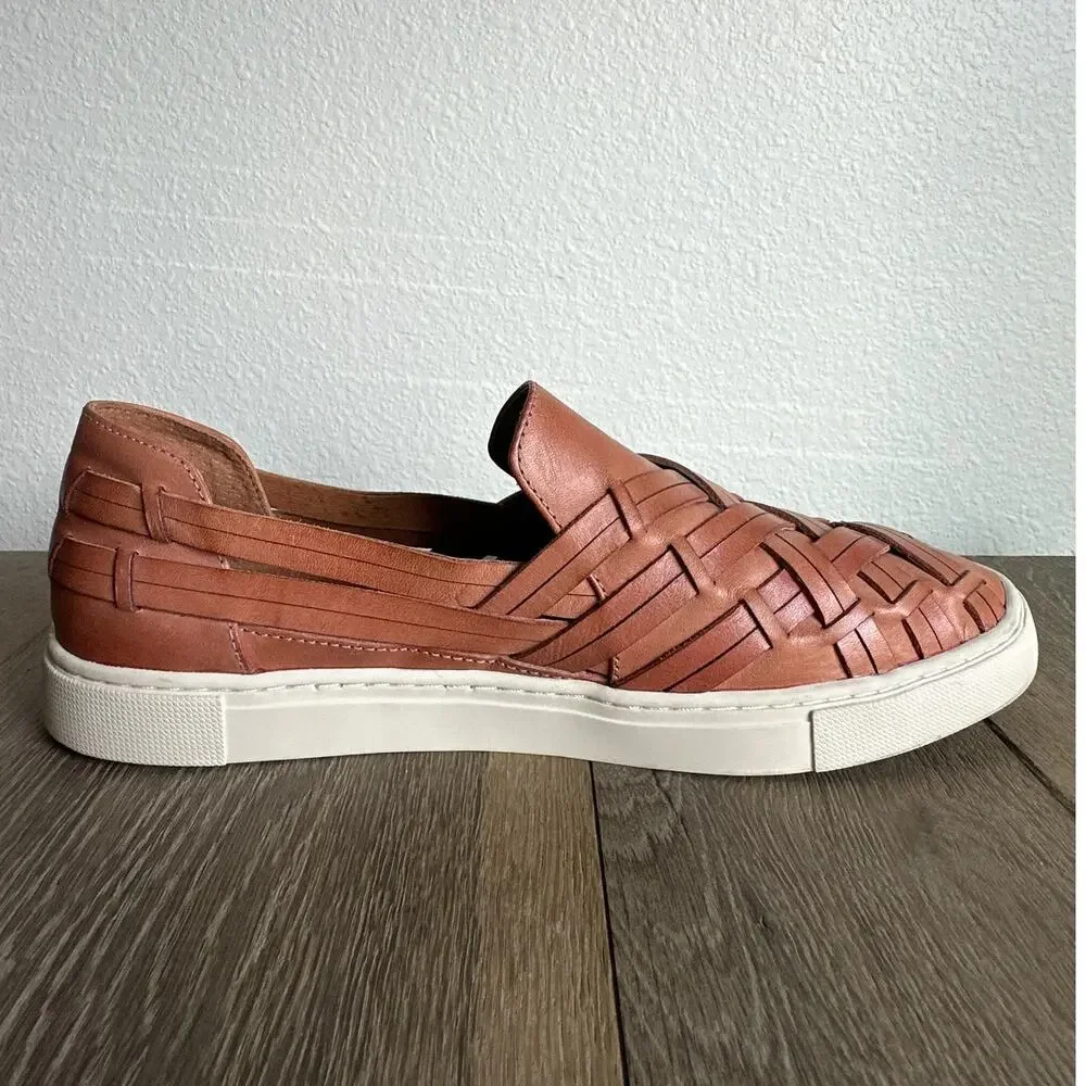 Frye Ivy Huarache Women's Woven Leather Slip-On Sneaker Cognac Size 10